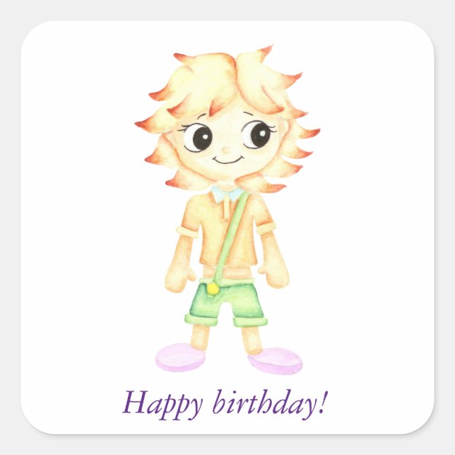 Adesivo Quadrado Menino engraçado (Frente)