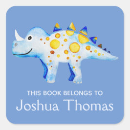 Adesivo Quadrado Meninos Azul Este Livro Pertence A Dinossauro e No
