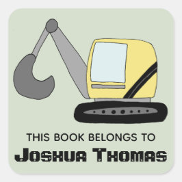 Adesivo Quadrado Meninos Cute Este Livro Pertence A Digger e Kids