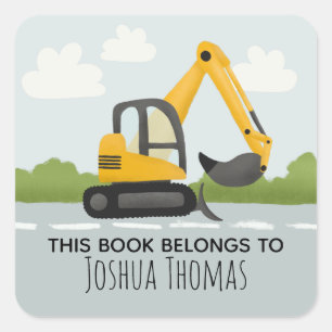 Adesivo Quadrado Meninos Cute Este Livro Pertence A Digger Kids Boo
