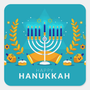 Adesivo Quadrado Menorá de Hanukkah