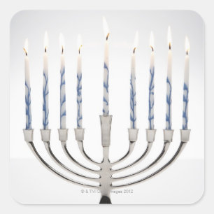 Adesivo Quadrado Menorah com velas queimadas