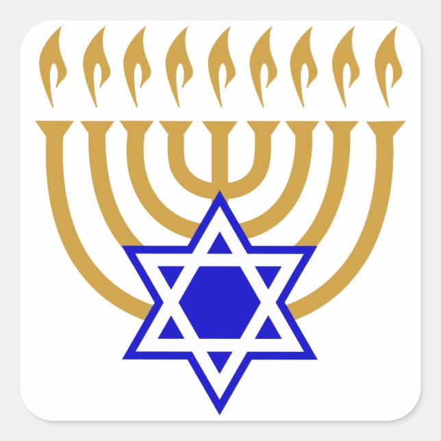 Adesivo Quadrado Menorah e a Estrela de David (Frente)