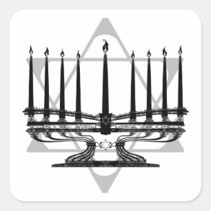 Adesivo Quadrado Menorah e Star