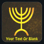 Adesivo Quadrado Menorah Flame<br><div class="desc">Uma renderização digital da menorah judaica de sete ramificações (hebraico: מְ נ וֹ ה ‎). A menorah de sete ramificações, usada no santuário portátil montado por Moisés na selva e, mais tarde, no Templo em Jerusalém, tem sido símbolo do judaísmo desde a Antiguidade e é o emblema no casaco de...</div>