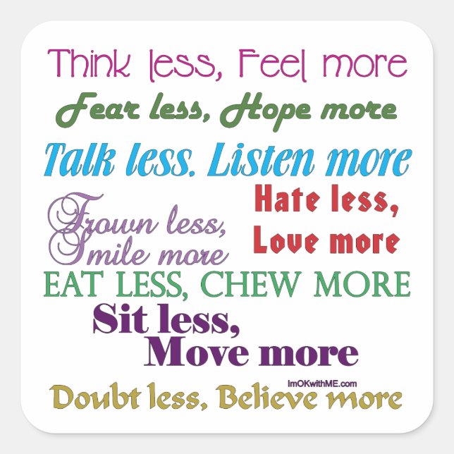 Adesivo Quadrado Menos é Mais (Frente)