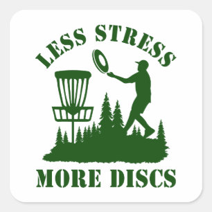 Adesivo Quadrado Menos stress Mais Discos Vintage Disc Golf