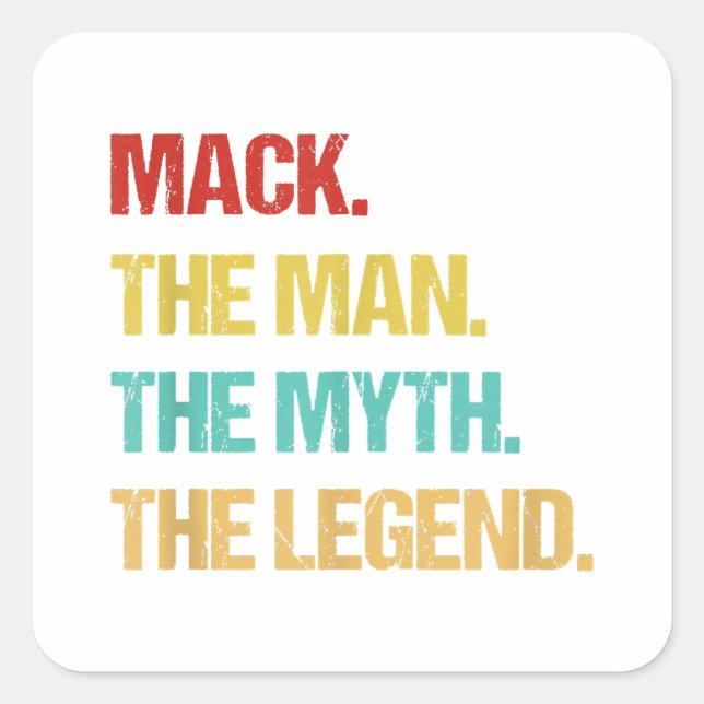Adesivo Quadrado Mens Mack The Man The Myth The Legend (Frente)