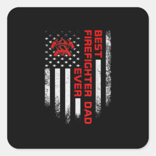 Adesivo Quadrado Mens Vintage EUA: Melhor Bombeiro Bandeira America