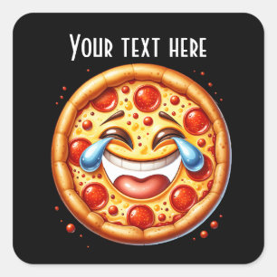 Adesivo Quadrado Mensagem de adição de pizza engraçada