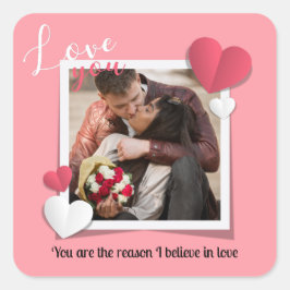 Adesivo Quadrado Mensagem de Foto e Amor Personalizada Moderna