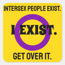 Adesivo Quadrado Mensagem de Sinalizador Intersexual - Amarelo e Ro
