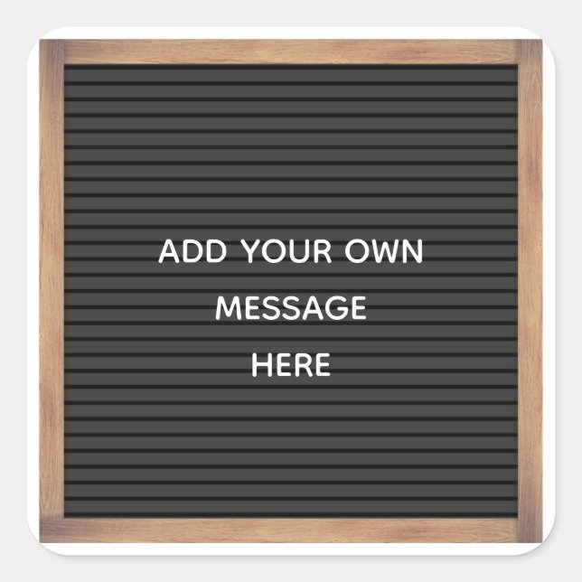 Adesivo Quadrado Mensagem Personalizada de Sinal de Letterboard Pre (Frente)
