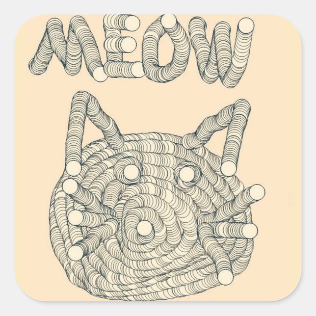 Adesivo Quadrado MEOW Cat (Frente)