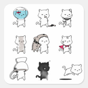 Adesivo Quadrado Meow Nine Lives