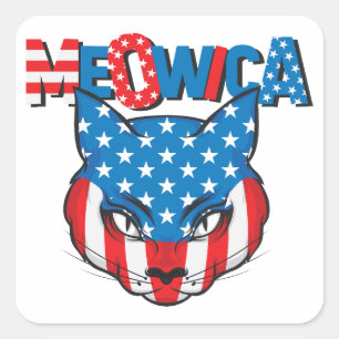Adesivo Quadrado Meowica America Independence Day 1774 4th de julho