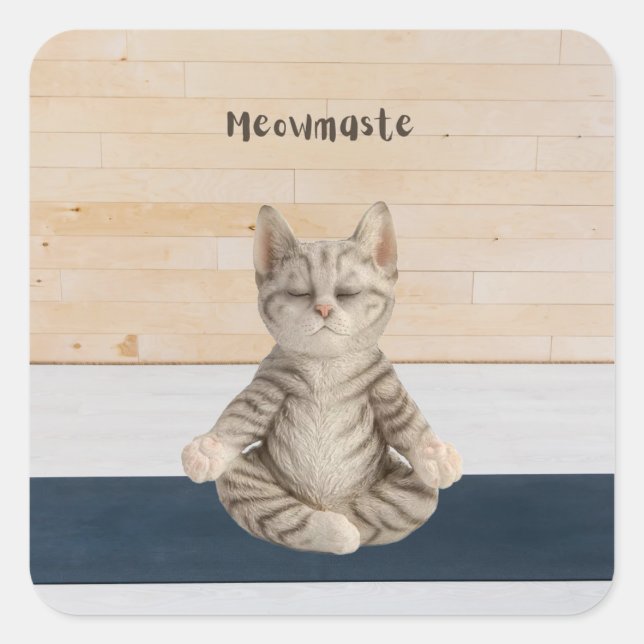 Adesivo Quadrado Meowmaste Cat Yoga Stickers (Frente)