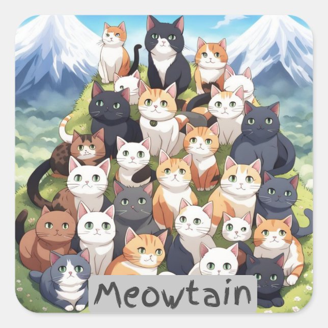 Adesivo Quadrado Meowtain - Um Monte De Gatos (Frente)