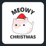 Adesivo Quadrado Meowy Christmas<br><div class="desc">design de Natal divertido para amantes de gatos!</div>