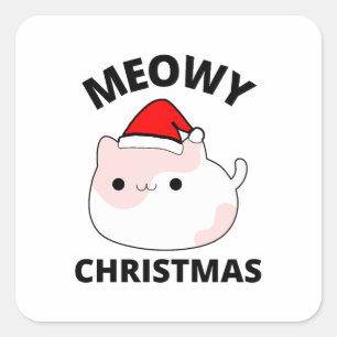 Adesivo Quadrado Meowy Christmas