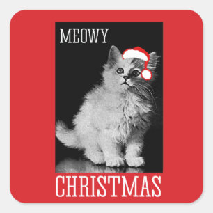 Adesivo Quadrado Meowy Christmas
