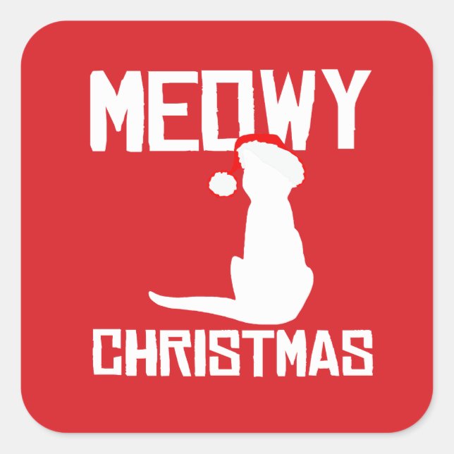 Adesivo Quadrado Meowy Christmas (Frente)