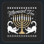 Adesivo Quadrado Meowzel Tov Funny Chanukah Hanukkah<br><div class="desc">Meowzel Tov Funny Chanukah Hanukkah</div>