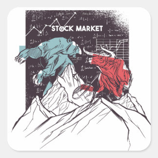 Adesivo Quadrado Mercado de ações: Bull, Bear Trading