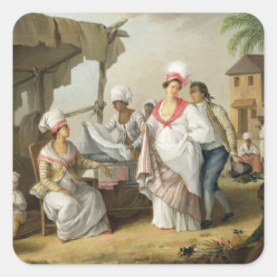 Adesivo Quadrado Mercado de linho, Roseau, Dominica, c.1780 (o óle