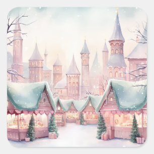 Adesivo Quadrado Mercado de Natal "Mint" e "Cozy" cor-de-rosa - Cen