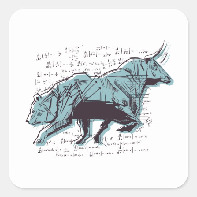 Adesivo Quadrado Mercado De Ursos E Touros Para Investidores (Frente)