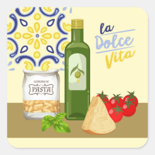 Adesivo Quadrado Mercado de vida italiano