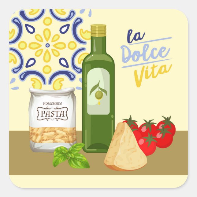 Adesivo Quadrado Mercado de vida italiano (Frente)