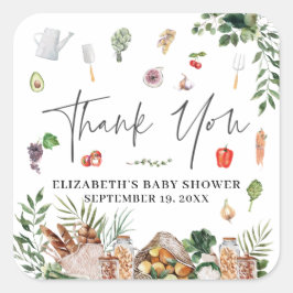 Adesivo Quadrado Mercado dos agricultores | Favor do Chá de fraldas