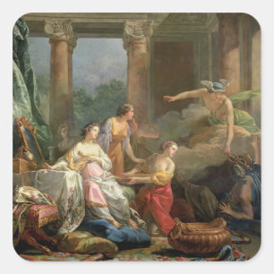 Adesivo Quadrado Mercury, Herse e Aglauros, 1763 (óleo em canvas)