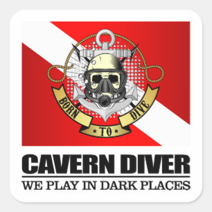 Adesivo Quadrado Mergulhador da caverna (BDT)