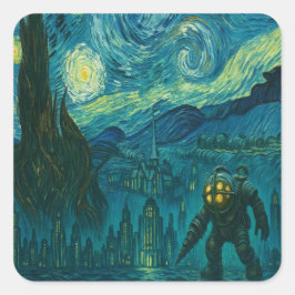 Adesivo Quadrado Mergulhador no Starry City Sticker