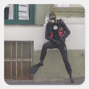 Adesivo Quadrado Mergulhador Seco