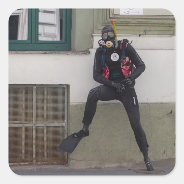 Adesivo Quadrado Mergulhador Seco (Frente)