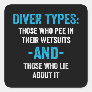 Adesivo Quadrado Mergulhadores Tipos de Disco Pee em roupas molhada
