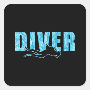 Adesivo Quadrado Mergulho Diver Mergulho Scuba Mergulho Engraçado