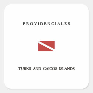 Adesivo Quadrado Mergulho do mergulhador de Providenciales Turks