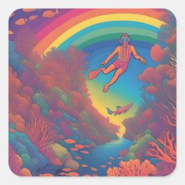 Adesivo Quadrado Mergulho no arco-íris