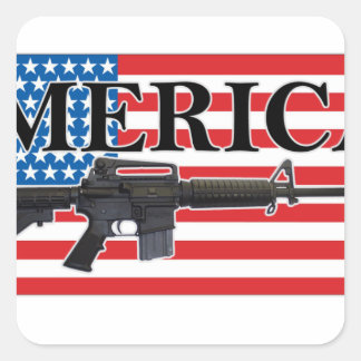Adesivo Quadrado Merica - Camisa do Esguicho de Rifle em Descanso h