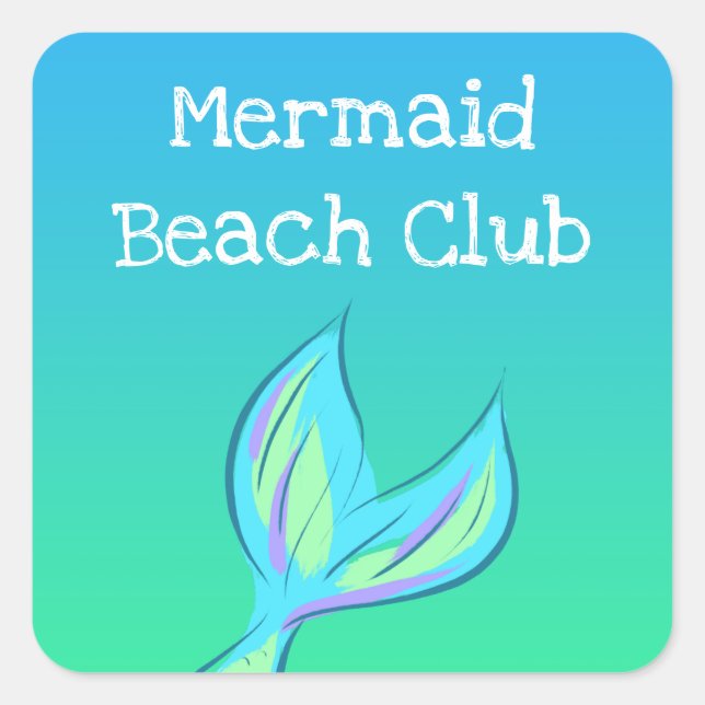 Adesivo Quadrado Mermaid Beach Club (Frente)