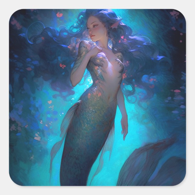 Adesivo Quadrado Mermaid Fantasy Art (Frente)