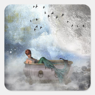 Adesivo Quadrado Mermaid Fantasy World Sticker