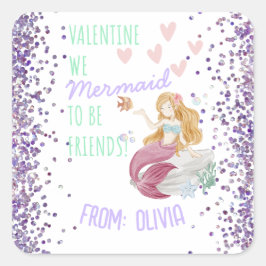 Adesivo Quadrado MERMAID Personalizado do Dia de os namorados de sa