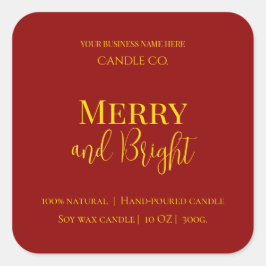 Adesivo Quadrado Merry & Bright Holiday | Editable Christmas Candle