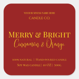 Adesivo Quadrado Merry & Bright Holiday | Editable Christmas Candle